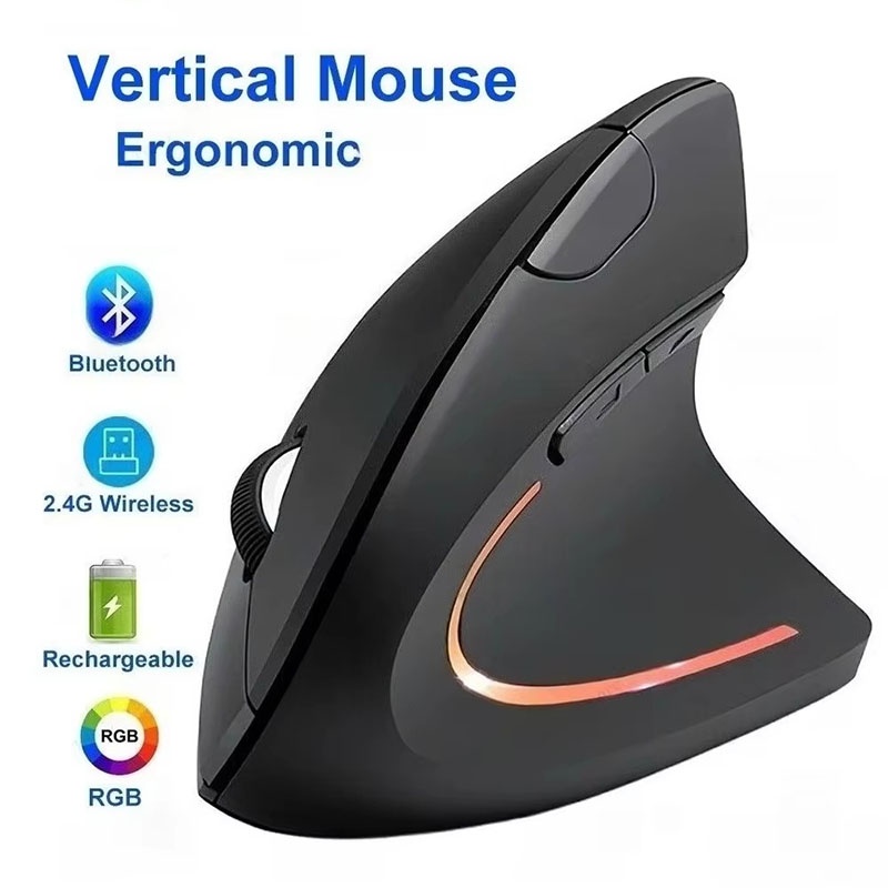 Desk Setup Kit - Mouse Vertical Ergonômico 2.4GHz Bluetooth para