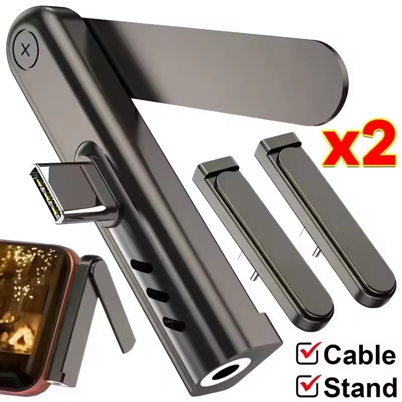 Headphone Hook Under - Adaptador dobrável portátil USB C para