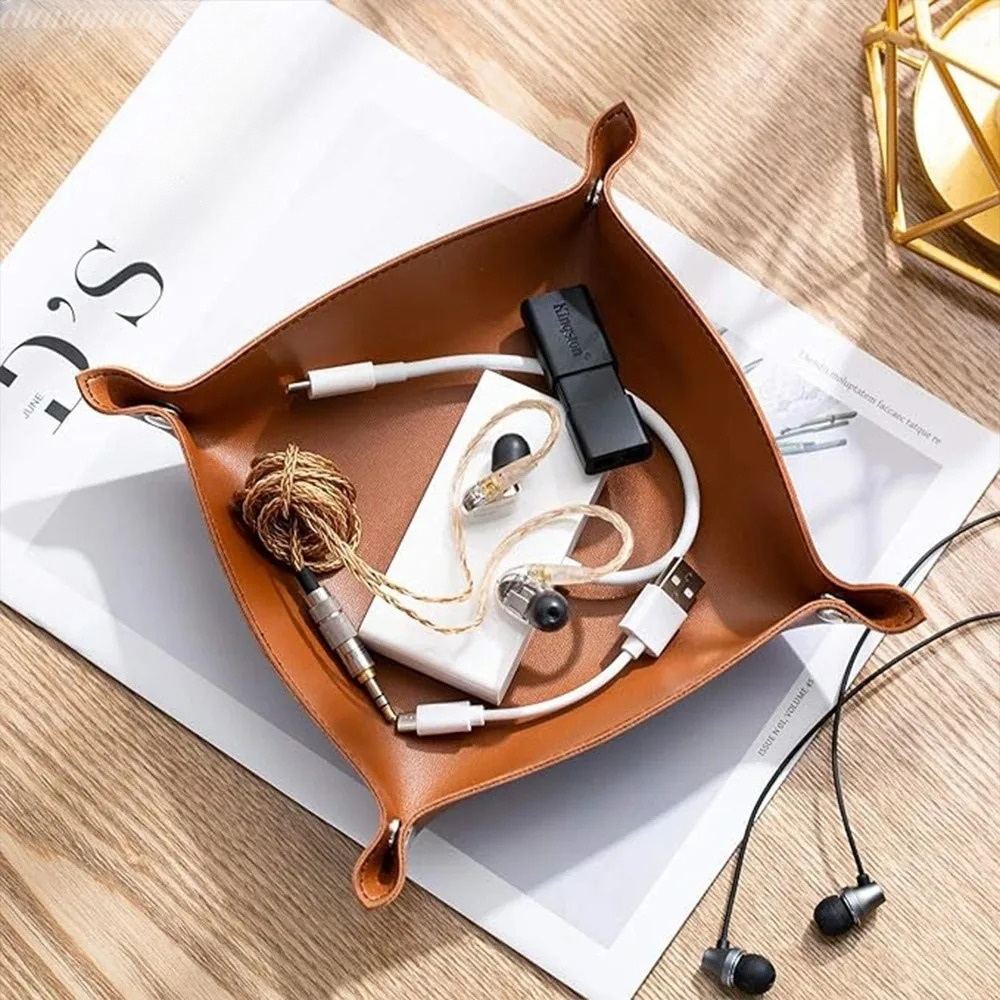 Desk Setup Organizer - 1PC Bandeja de Couro Dobrável 25x25cm,